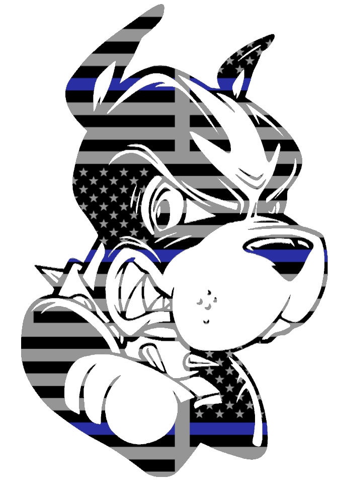 Boston University Terriers Mascot Logo Thin Blue Line American Flag Premium DieCut Vinyl Decal PICK SIZE