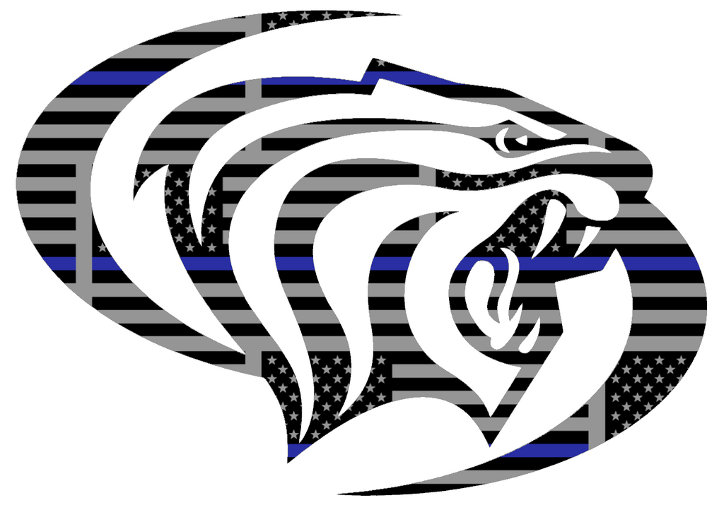 Pacific Tigers Team Logo Thin Blue Line American Flag Premium DieCut Vinyl Decal PICK SIZE