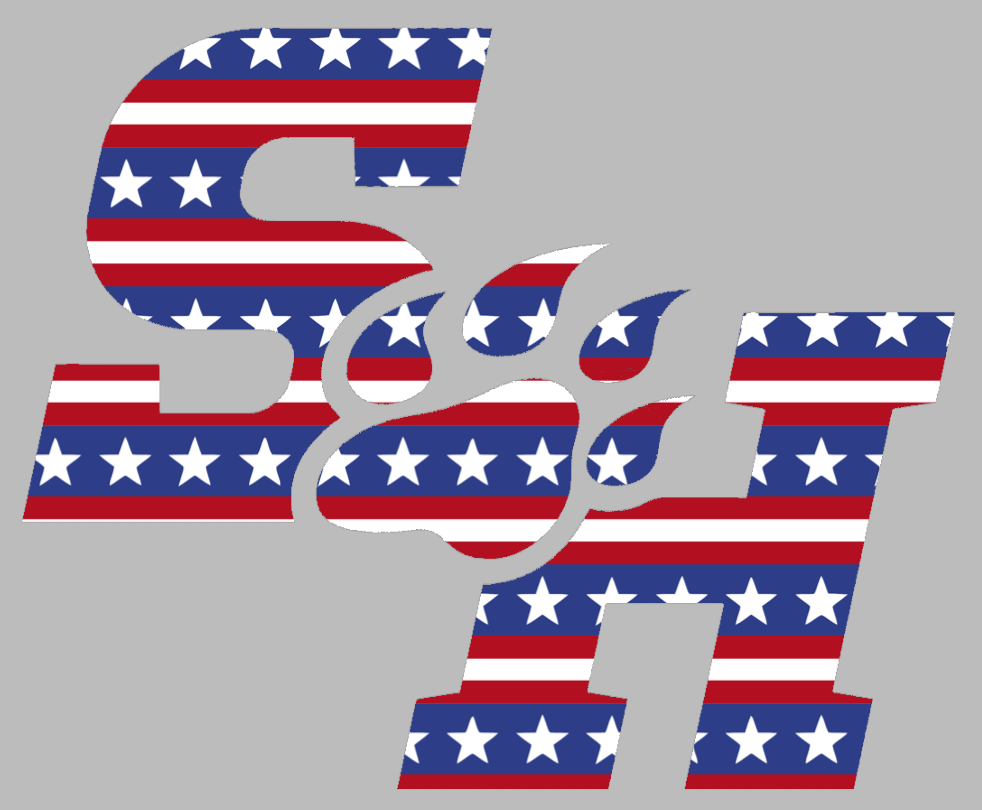 Sam Houston State Bearkats Team Logo Stars & Stripes USA American Flag Vinyl Decal PICK SIZE