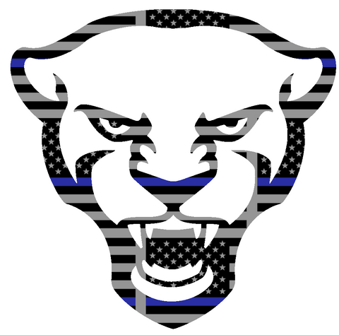 Pittsburgh Pitt Panthers Mascot Logo Thin Blue Line American Flag Premium DieCut Vinyl Decal PICK SIZE