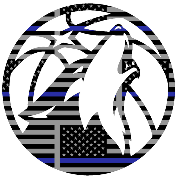 Minnesota Timberwolves Team Logo Thin Blue Line American Flag Premium DieCut Vinyl Decal PICK SIZE