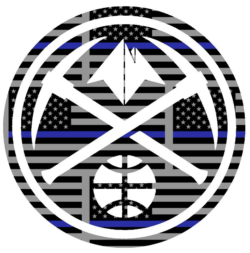 Denver Nuggets Team Logo Thin Blue Line American Flag Premium DieCut Vinyl Decal PICK SIZE