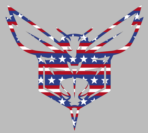 Charlotte Hornets Team Logo Stars & Stripes USA American Flag Vinyl Decal PICK SIZE