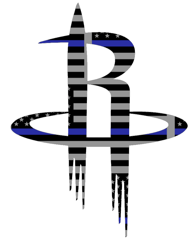 Houston Rockets Team Logo Thin Blue Line American Flag Premium DieCut Vinyl Decal PICK SIZE