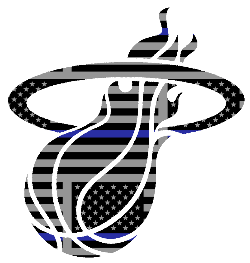 Miami Heat Team Logo Thin Blue Line American Flag Premium DieCut Vinyl Decal PICK SIZE