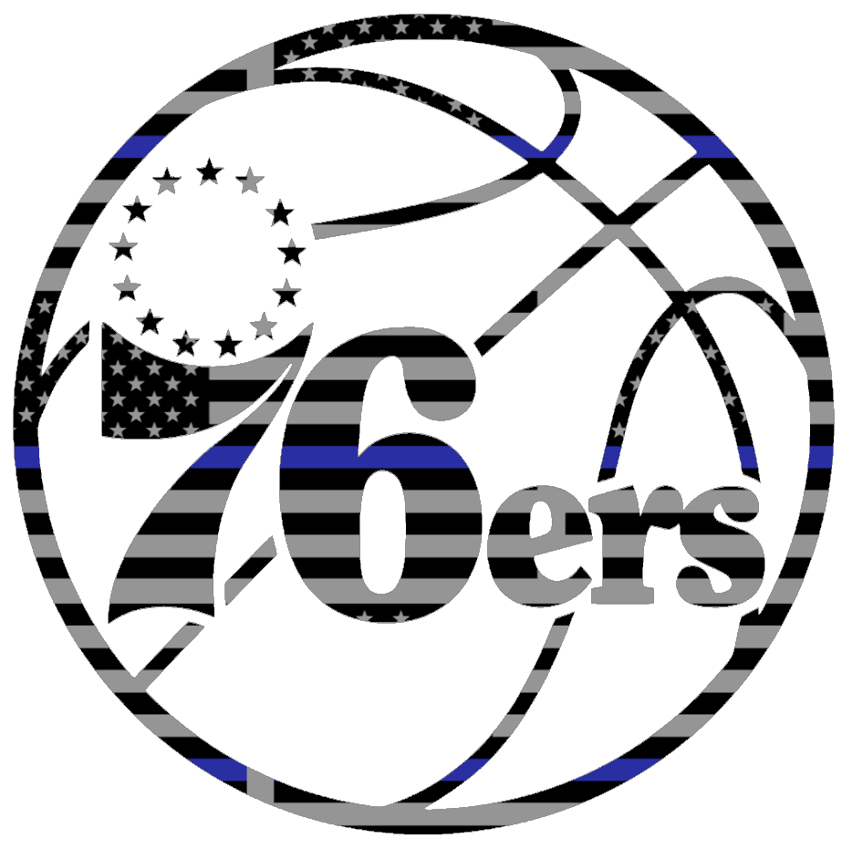 Philadelphia 76ers Team Logo Thin Blue Line American Flag Premium DieCut Vinyl Decal PICK SIZE