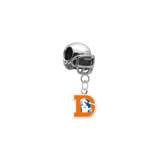 Denver Broncos Retro Throwback 3D Football Helmet Universal European Bracelet Charm (Pandora Compatible)