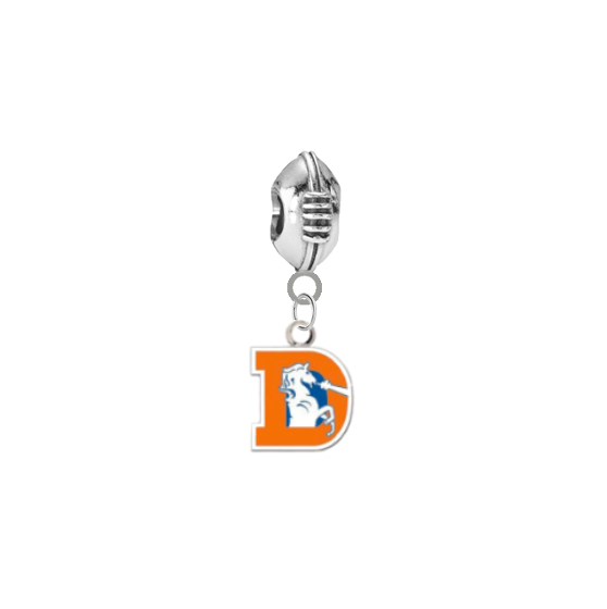 Denver Broncos Retro Throwback 3D Football Universal European Bracelet Charm (Pandora Compatible)