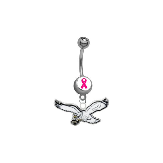 Philadelphia Eagles Retro Throwback Breast Cancer Awareness NFL Football Belly Button Navel Ring