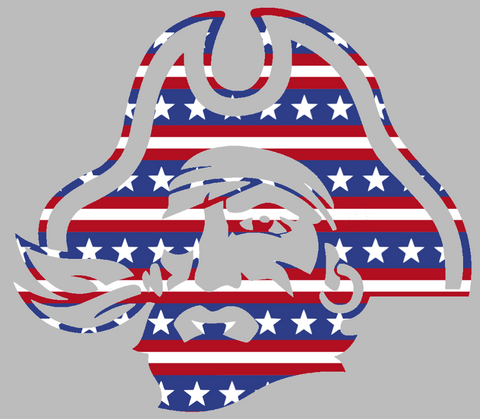 East Carolina Pirates Alternate Logo Stars & Stripes USA American Flag Vinyl Decal PICK SIZE