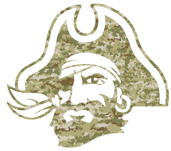 East Carolina Pirates Alternate Logo Salute to Service Camouflage Camo Vinyl Decal PICK SIZE