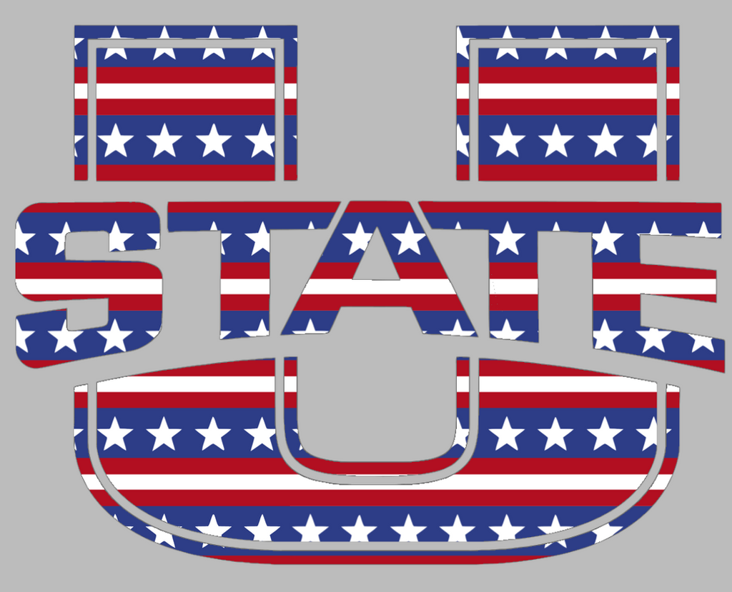 Utah State Aggies Team Logo Stars & Stripes USA American Flag Vinyl Decal PICK SIZE