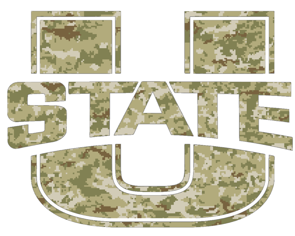 Utah State Aggies Team Logo Salute to Service Camouflage Camo Vinyl Decal PICK SIZE