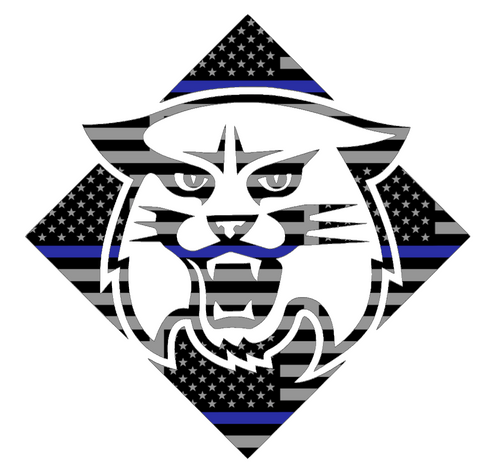 Davidson Wildcats Retro Throwback Logo Thin Blue Line American Flag Premium DieCut Vinyl Decal PICK SIZE