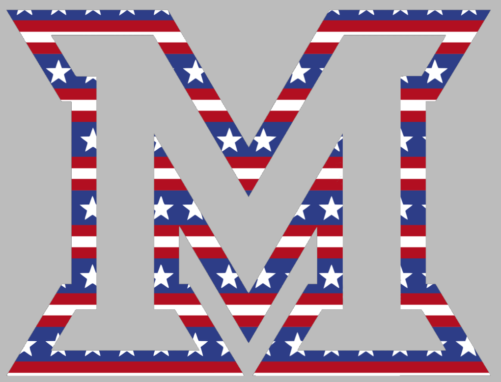 Miami Ohio Redhawks Team Logo Stars & Stripes USA American Flag Vinyl Decal PICK SIZE