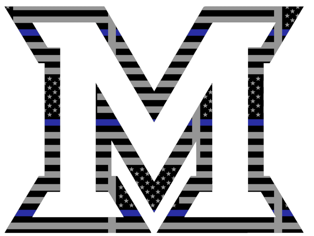 Miami Ohio Redhawks Team Logo Thin Blue Line American Flag Premium DieCut Vinyl Decal PICK SIZE