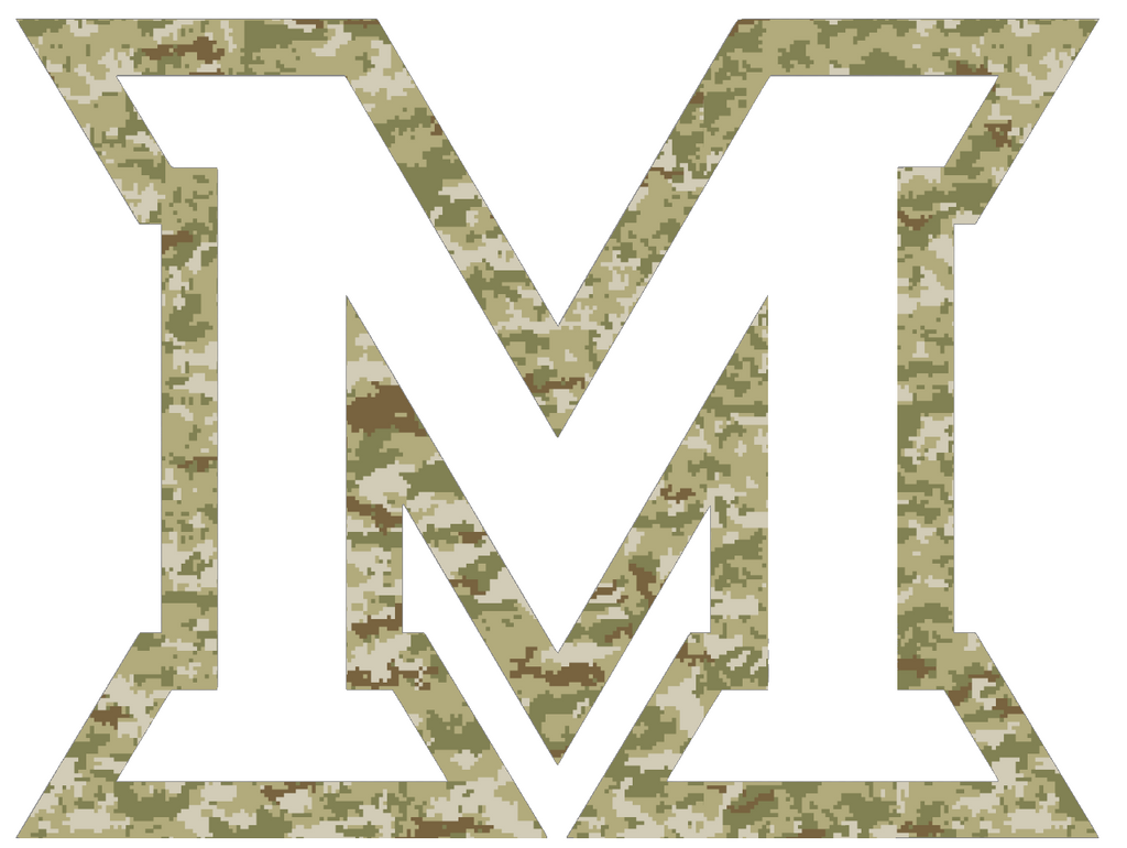 Miami Ohio Redhawks Team Logo Salute to Service Camouflage Camo Vinyl Decal PICK SIZE