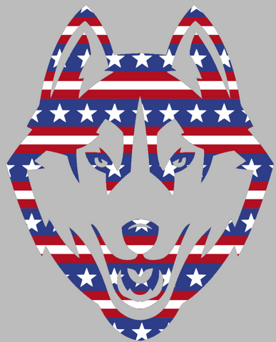 UConn Huskies Team Logo Stars & Stripes USA American Flag Vinyl Decal PICK SIZE