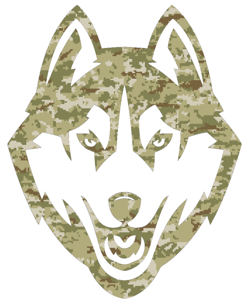 UConn Huskies Team Logo Salute to Service Camouflage Camo Vinyl Decal PICK SIZE