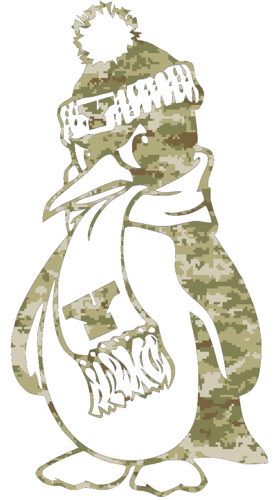 Youngstown State Penguins Mascot Logo Salute to Service Camouflage Camo Vinyl Decal PICK SIZE